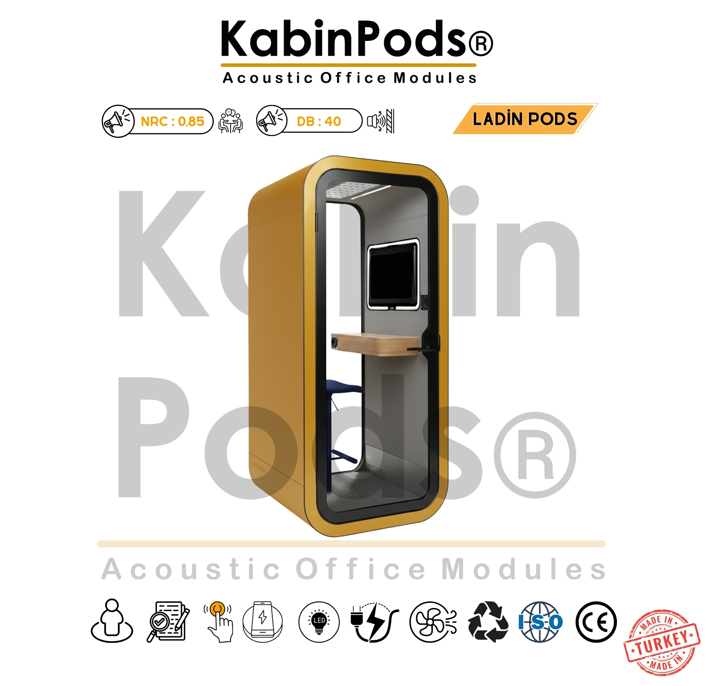 Akustik Telefon Kabini kristal netliğinde ses kalitesi